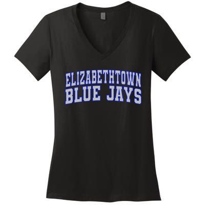 Elizabethtown College Blue Jays Wht01 Women's V-Neck T-Shirt