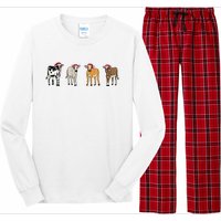 Embroidered Christmas Cow Long Sleeve Pajama Set