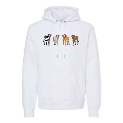 Embroidered Christmas Cow Premium Hoodie