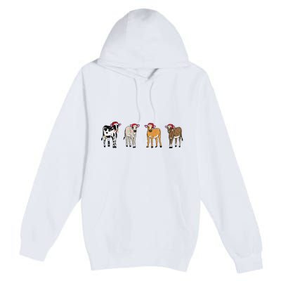 Embroidered Christmas Cow Premium Pullover Hoodie