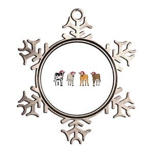 Embroidered Christmas Cow Metallic Star Ornament