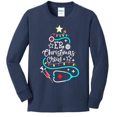 ER Christmas Crew Emergency Room Nurse ER Techs Secretary Kids Long Sleeve Shirt