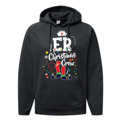 Er Christmas Crew Emergency Room Er Nurse Performance Fleece Hoodie