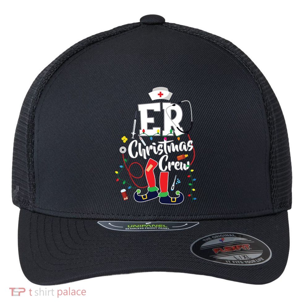 Er Christmas Crew Emergency Room Er Nurse Flexfit Unipanel Trucker Cap