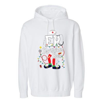 Er Christmas Crew Emergency Room Er Nurse Garment-Dyed Fleece Hoodie