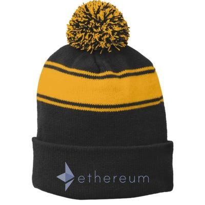 Ethereum Coin Crypto Eth Blockchain Cryptocurrency Stripe Pom Pom Beanie
