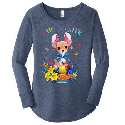 Easter Cute Chihuahua Dog Lover Gifts Bunny Eggs Easter Women's Perfect Tri Tunic Long Sleeve Shirt