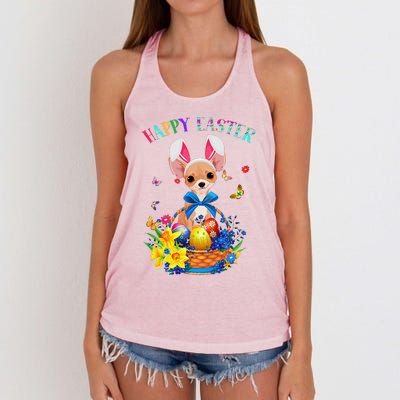 Easter Cute Chihuahua Dog Lover Gifts Bunny Eggs Easter Women's Knotted Racerback Tank