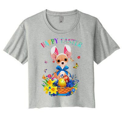 Easter Cute Chihuahua Dog Lover Gifts Bunny Eggs Easter Women's Crop Top Tee