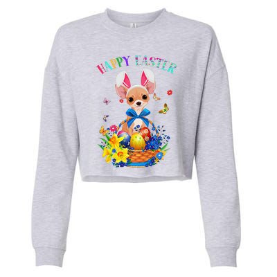 Easter Cute Chihuahua Dog Lover Gifts Bunny Eggs Easter Cropped Pullover Crew