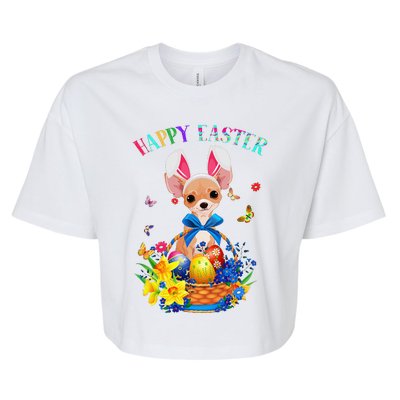 Easter Cute Chihuahua Dog Lover Gifts Bunny Eggs Easter Bella+Canvas Jersey Crop Tee