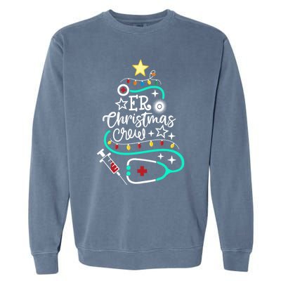 Er Christmas Crew Emergency Room Nurse Er Techs Secretary Cool Gift Garment-Dyed Sweatshirt