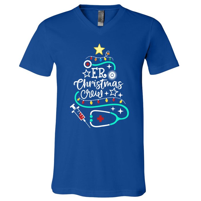 Er Christmas Crew Emergency Room Nurse Er Techs Secretary Cool Gift V-Neck T-Shirt