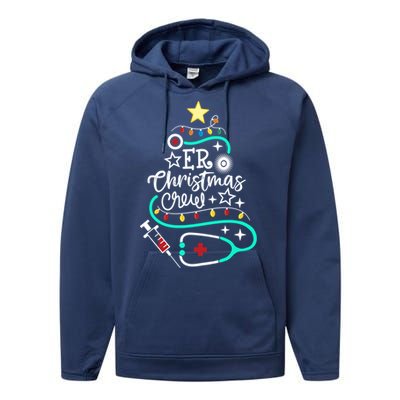 Er Christmas Crew Emergency Room Nurse Er Techs Secretary Cool Gift Performance Fleece Hoodie