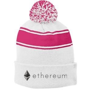 Ethereum Coin Cryptocurrency Stripe Pom Pom Beanie