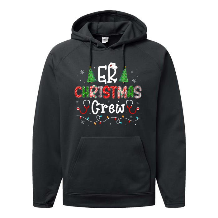 Er Christmas Crew Emergency Room Nurse Er Techs Secretary Performance Fleece Hoodie