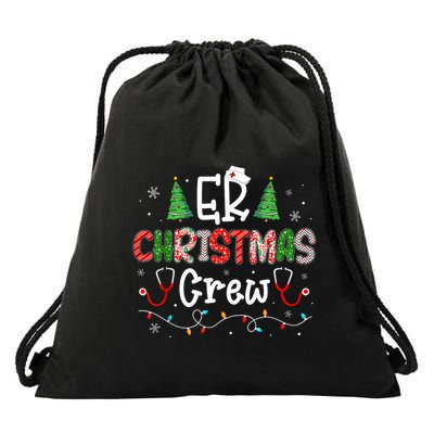 Er Christmas Crew Emergency Room Nurse Er Techs Secretary Drawstring Bag