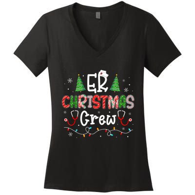 Er Christmas Crew Emergency Room Nurse Er Techs Secretary Women's V-Neck T-Shirt