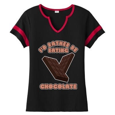 Eating Chocolate Cocoa Fan Chocolatier Cool Gift Ladies Halftime Notch Neck Tee