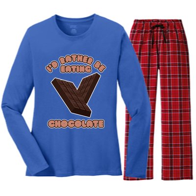 Eating Chocolate Cocoa Fan Chocolatier Cool Gift Women's Long Sleeve Flannel Pajama Set 