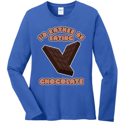 Eating Chocolate Cocoa Fan Chocolatier Cool Gift Ladies Long Sleeve Shirt