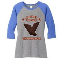 Eating Chocolate Cocoa Fan Chocolatier Cool Gift Women's Tri-Blend 3/4-Sleeve Raglan Shirt