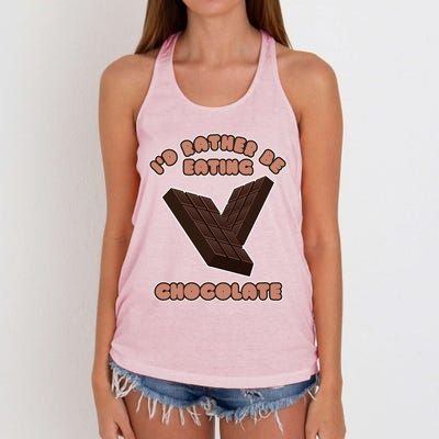 Eating Chocolate Cocoa Fan Chocolatier Cool Gift Women's Knotted Racerback Tank