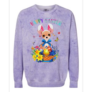 Easter Cute Chihuahua Dog Lover Gifts Bunny Eggs Easter Colorblast Crewneck Sweatshirt