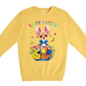 Easter Cute Chihuahua Dog Lover Gifts Bunny Eggs Easter Premium Crewneck Sweatshirt