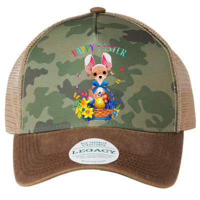 Easter Cute Chihuahua Dog Lover Gifts Bunny Eggs Easter Legacy Tie Dye Trucker Hat