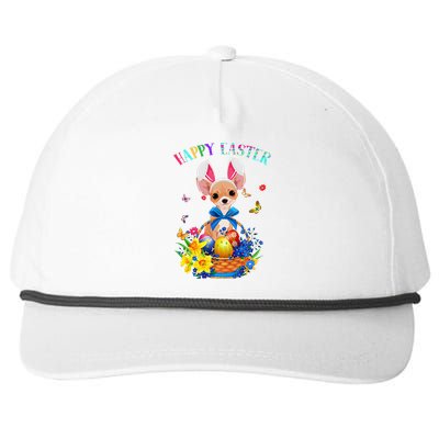 Easter Cute Chihuahua Dog Lover Gifts Bunny Eggs Easter Snapback Five-Panel Rope Hat