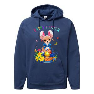 Easter Cute Chihuahua Dog Lover Gifts Bunny Eggs Easter Performance Fleece Hoodie