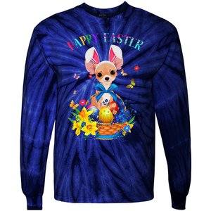 Easter Cute Chihuahua Dog Lover Gifts Bunny Eggs Easter Tie-Dye Long Sleeve Shirt