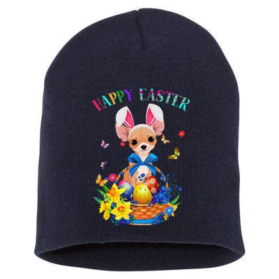 Easter Cute Chihuahua Dog Lover Gifts Bunny Eggs Easter Short Acrylic Beanie