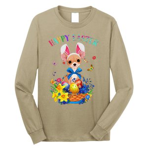 Easter Cute Chihuahua Dog Lover Gifts Bunny Eggs Easter Long Sleeve Shirt