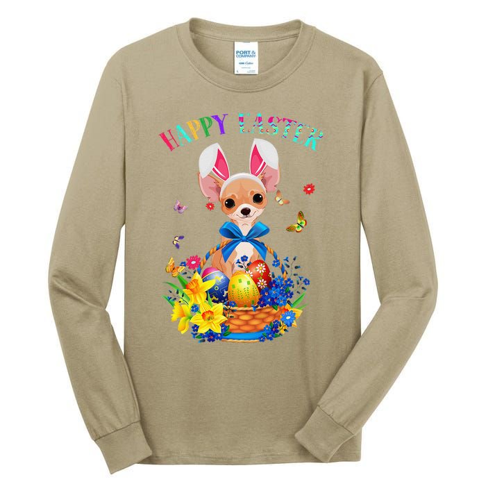 Easter Cute Chihuahua Dog Lover Gifts Bunny Eggs Easter Tall Long Sleeve T-Shirt