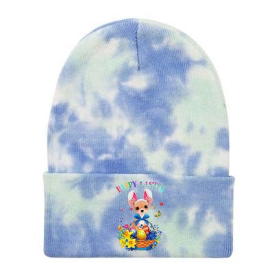 Easter Cute Chihuahua Dog Lover Gifts Bunny Eggs Easter Tie Dye 12in Knit Beanie