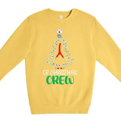 Er Christmas Crew Tree Emergency Room Funny Xmas Nurse Er Gift Premium Crewneck Sweatshirt