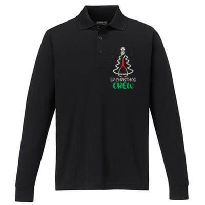 Er Christmas Crew Tree Emergency Room Funny Xmas Nurse Er Gift Performance Long Sleeve Polo