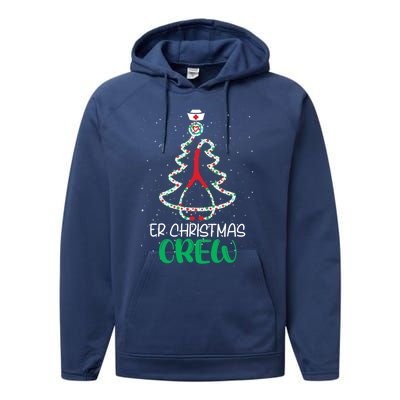 Er Christmas Crew Tree Emergency Room Funny Xmas Nurse Er Gift Performance Fleece Hoodie