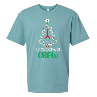 Er Christmas Crew Tree Emergency Room Funny Xmas Nurse Er Gift Sueded Cloud Jersey T-Shirt