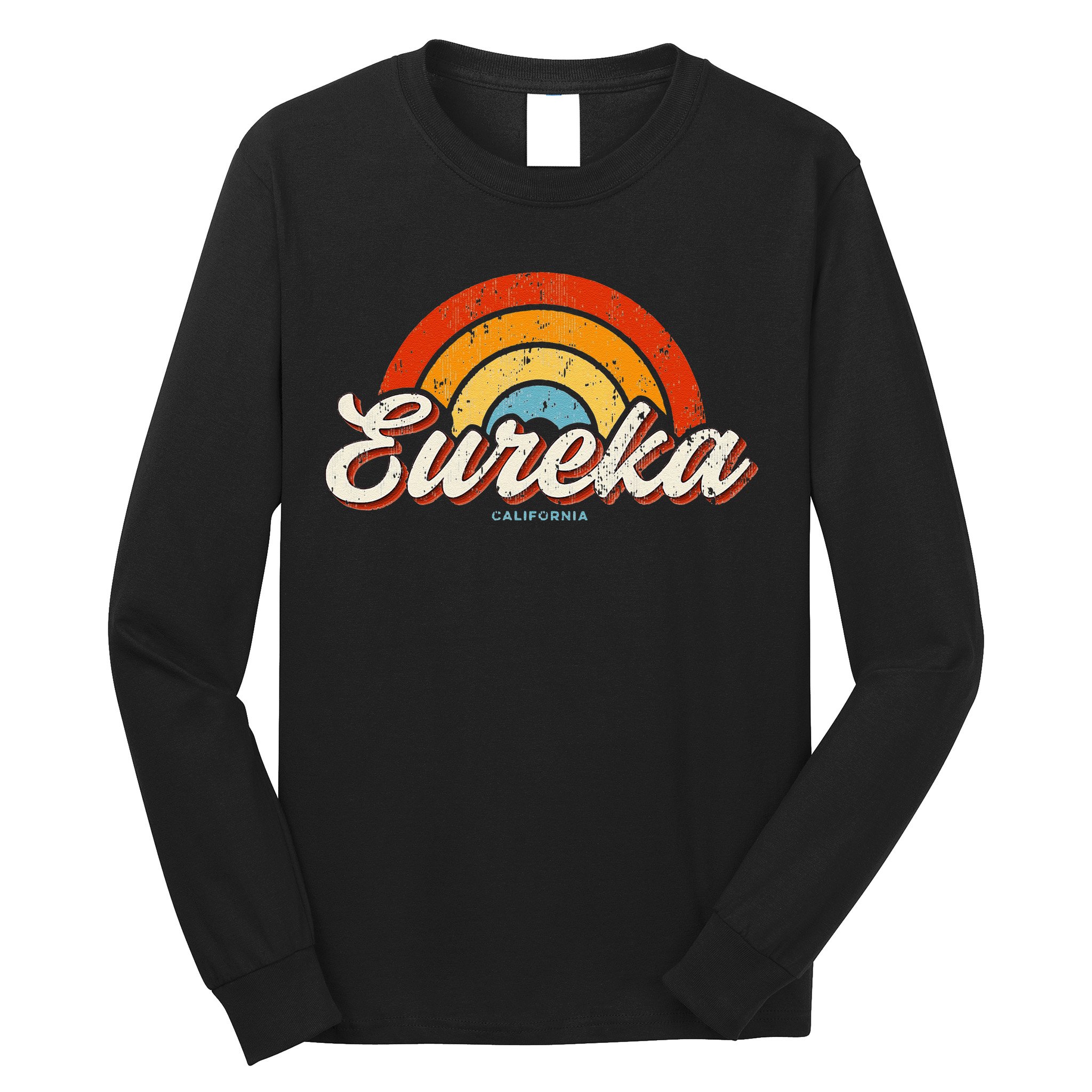Eureka California Ca Vintage Rainbow Retro 70s Long Sleeve Shirt