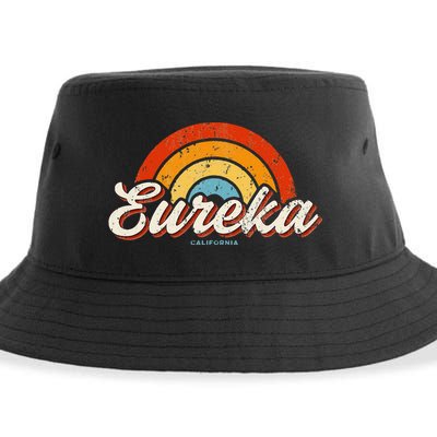 Eureka California Ca Vintage Rainbow Retro 70s Sustainable Bucket Hat
