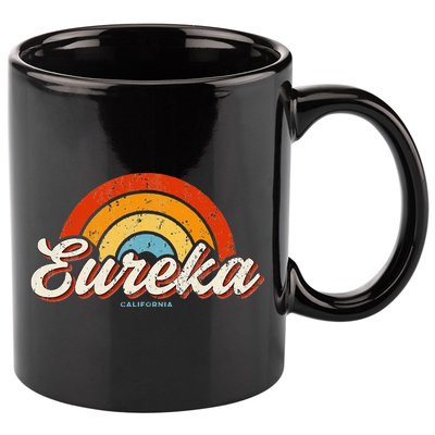 Eureka California Ca Vintage Rainbow Retro 70s 11oz C Handle Ceramic Mug
