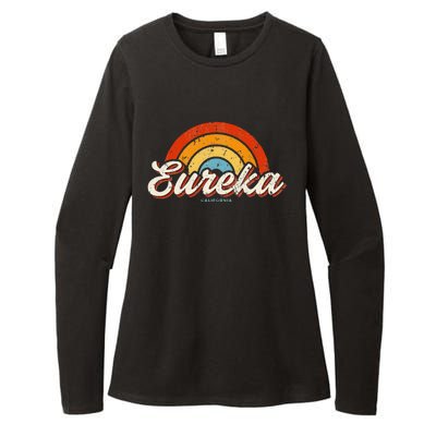 Eureka California Ca Vintage Rainbow Retro 70s Womens CVC Long Sleeve Shirt