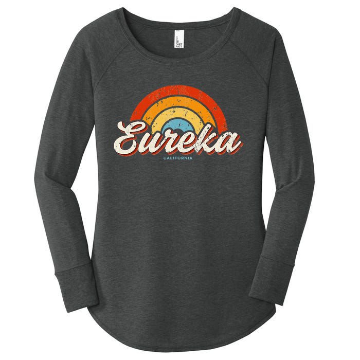 Eureka California Ca Vintage Rainbow Retro 70s Women's Perfect Tri Tunic Long Sleeve Shirt