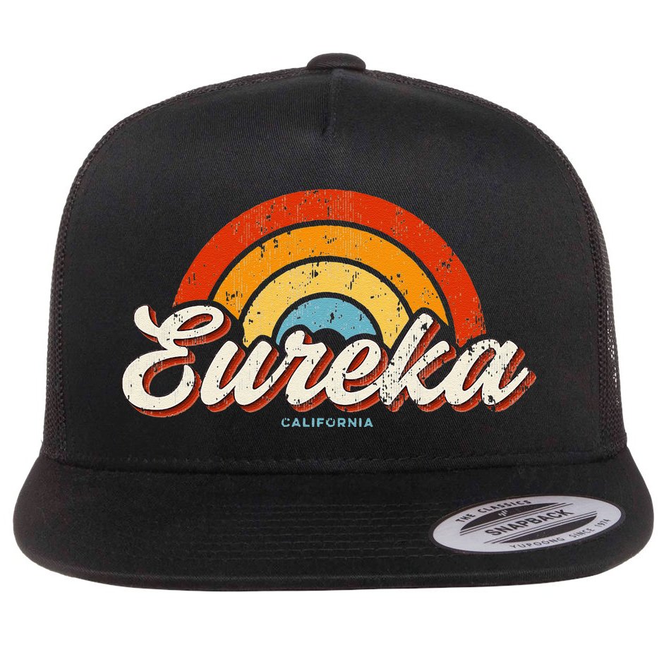 Eureka California Ca Vintage Rainbow Retro 70s Flat Bill Trucker Hat