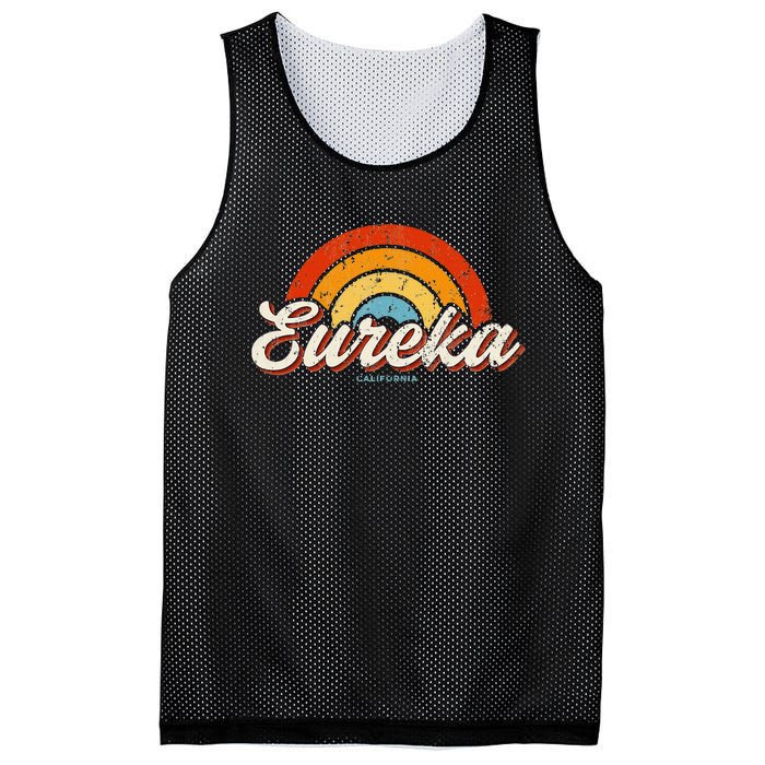 Eureka California Ca Vintage Rainbow Retro 70s Mesh Reversible Basketball Jersey Tank