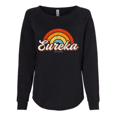 Eureka California Ca Vintage Rainbow Retro 70s Womens California Wash Sweatshirt