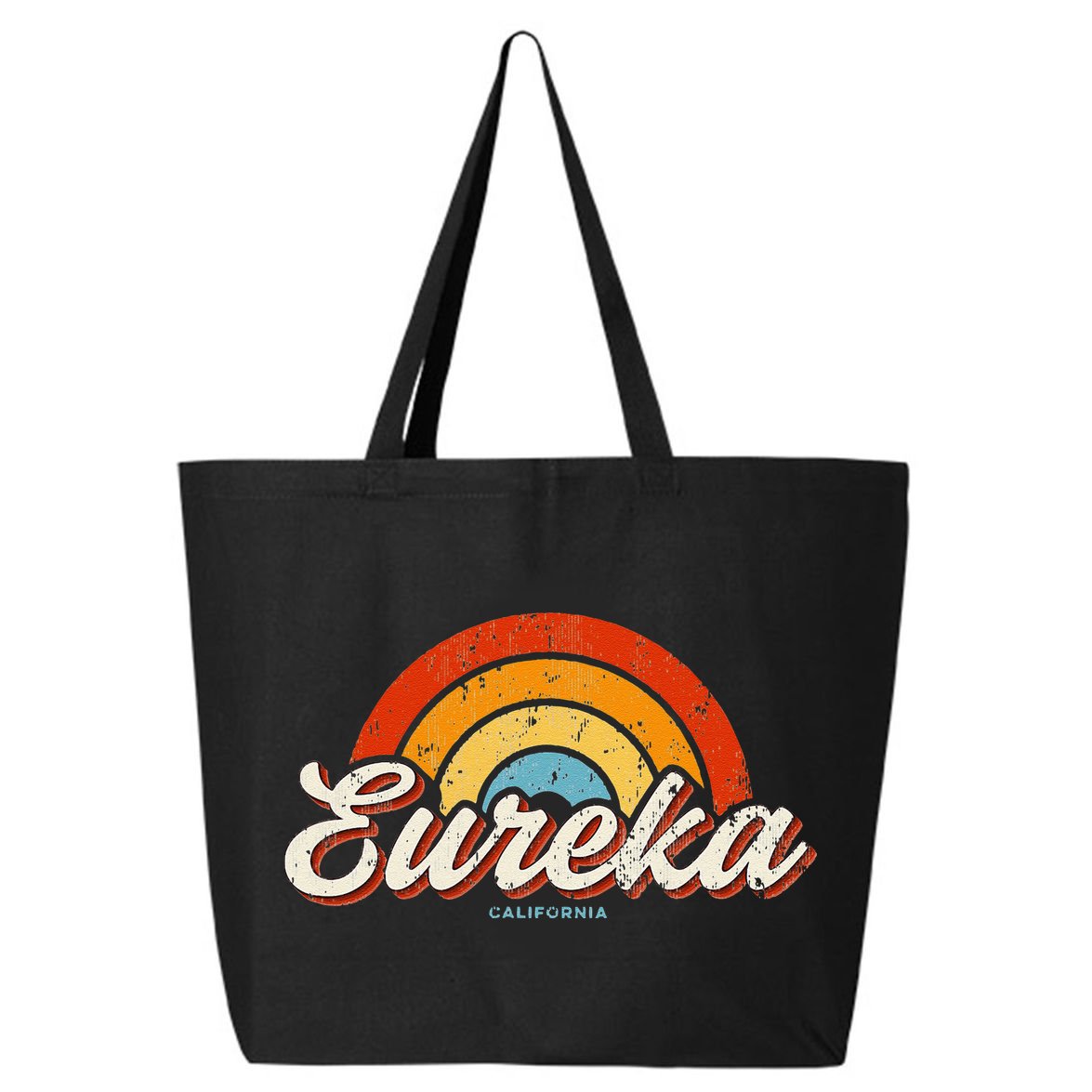 Eureka California Ca Vintage Rainbow Retro 70s 25L Jumbo Tote